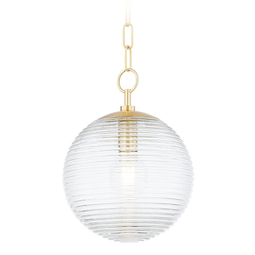 Mitzi by Hudson Valley Mitzi Lola Small Aged Brass Clear Glass Pendant H815701S-AGB