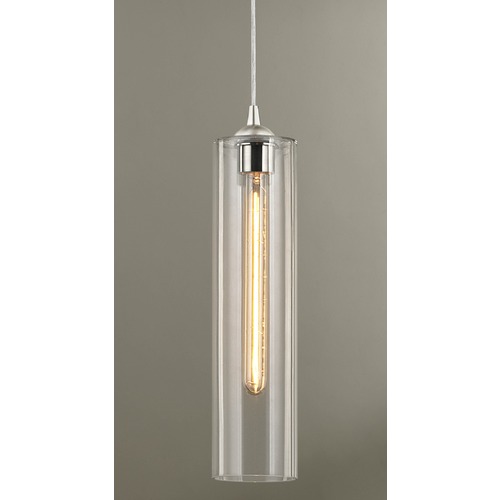 Industrial Mini-Pendant Clear Glass Satin Nickel