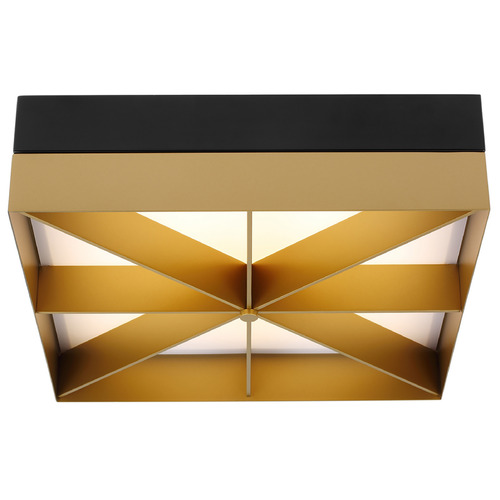 Loom 14-Inch 277V LED Flush Mount in Black & Gold by Visual Comfort Modern