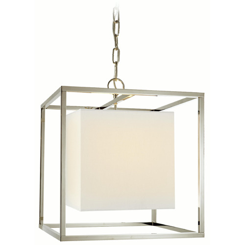 Visual Comfort Signature Collection Visual Comfort Signature Collection Caged Polished Nickel Pendant Light with Square Shade SC5159PN-L