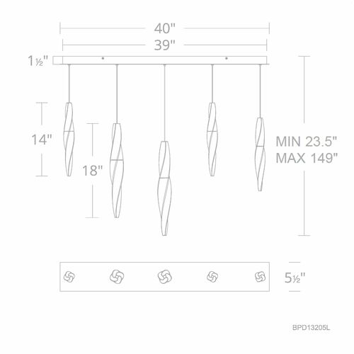 Schonbek Beyond Schonbek Beyond Kindjal Aged Brass LED Multi-Light Pendant BPD13205L-AB