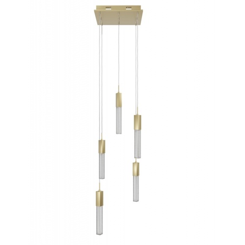 Boa 5-Light LED Pendant in Brushed Brass by Avenue Lighting