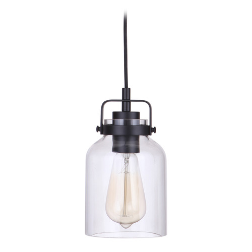 Foxwood Flat Black & Dark Teak Mini Pendant by Craftmade Lighting