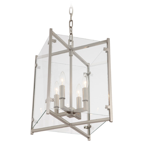 Crystorama Lighting Danbury Brushed Nickel Pendant Light with Square Shade