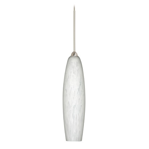 Besa Lighting Besa Lighting Zumi Satin Nickel LED Mini-Pendant Light with Oblong Shade 1XT-439519-LED-SN