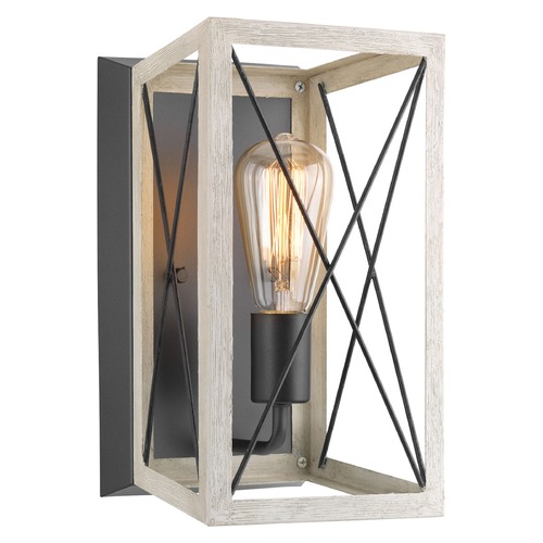 Briarwood Graphite & Faux-Painted Wood Sconce by Progress Lighting