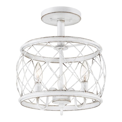 Quoizel Lighting Dury Semi-Flush Mount in Antique White by Quoizel Lighting RDY1712AWH