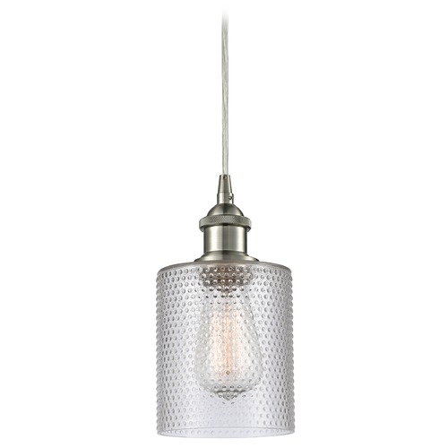 Innovations Lighting Innovations Lighting Cobbleskill Brushed Satin Nickel Mini-Pendant Light with Cylindrical Shade 516-1P-SN-G112