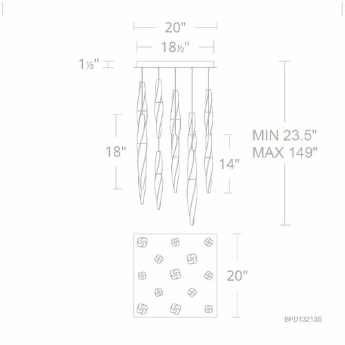 Schonbek Beyond Kindjal Aged Brass LED Multi-Light Pendant