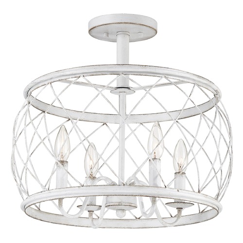 Quoizel Lighting Dury Semi-Flush Mount in Antique White by Quoizel Lighting RDY1717AWH