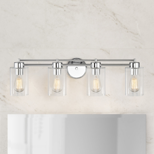 Salida 28-Inch Vanity Light in Chrome with Clear Cylinder Glass