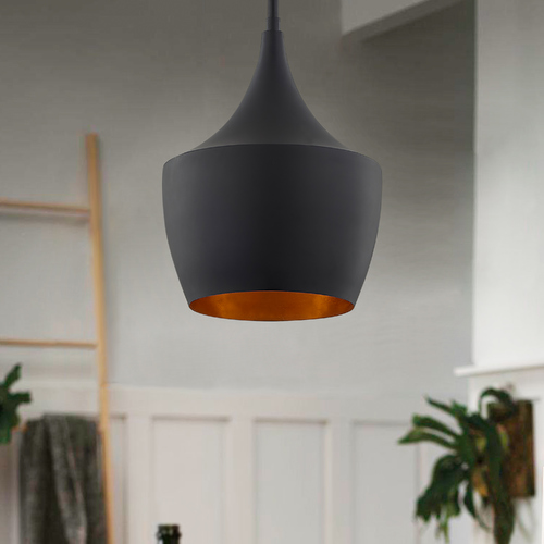 Design Classics Helenna Matte Black Pendant Light with Brass Interior