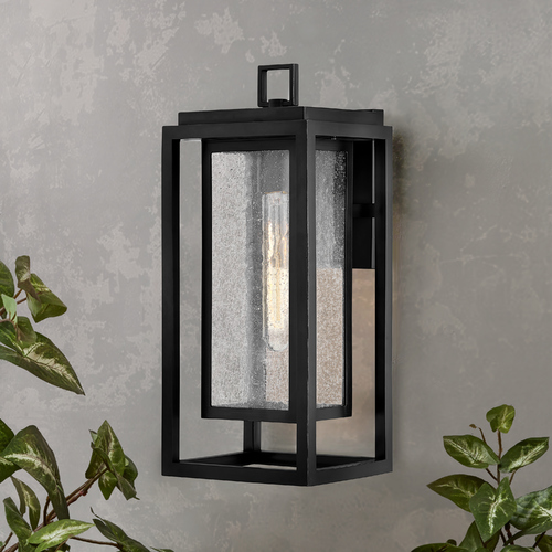 Republic 16-Inch 12V Coastal Rated Outdoor Wall Lantern in Black  by Hinkley Lighting
