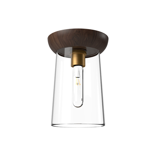 Alora Lighting Emil Aged Gold & Walnut Flushmount Light