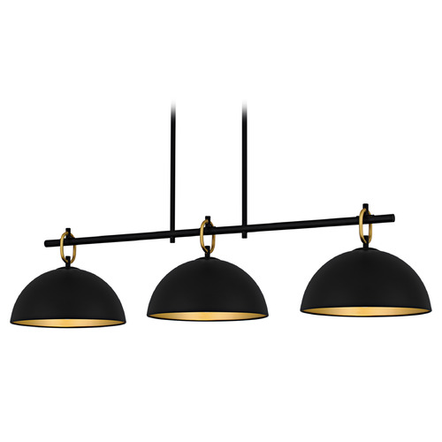 Quoizel Lighting Cleo Matte Black & Gold Island Light with Bowl / Dome Shade