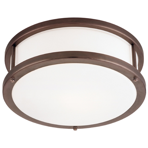 Access Lighting Modern Flushmount Light with White Glass in Bronze Finish 50079-BRZ/OPL