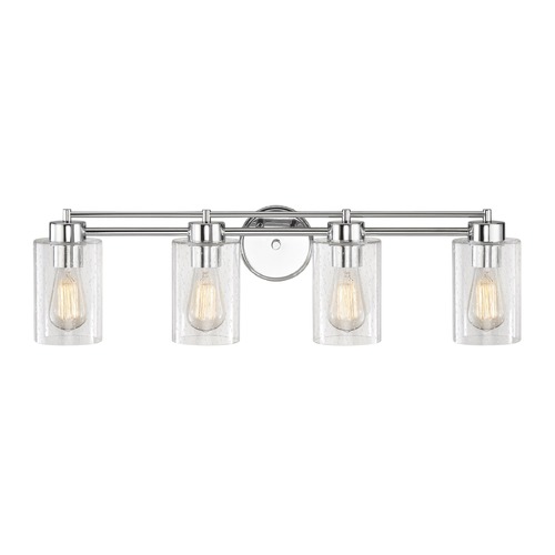 Seeded Glass Bathroom Light Chrome 4 Lt