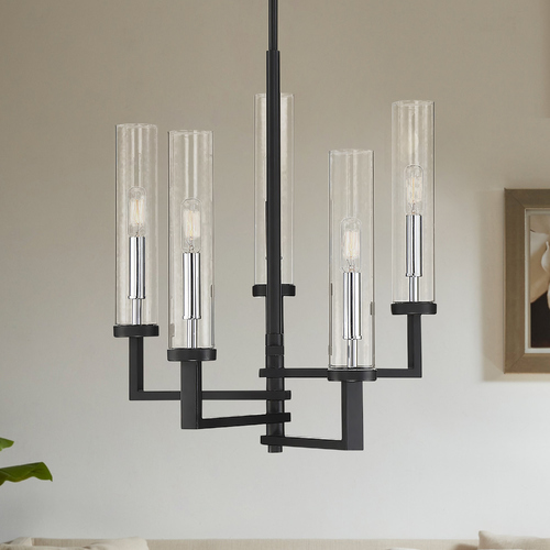 Folsom 5-Light Matte Black & Chrome Chandelier by Savoy House