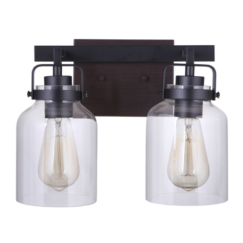 Foxwood Flat Black & Dark Teak Bathroom Light by Craftmade Lighting