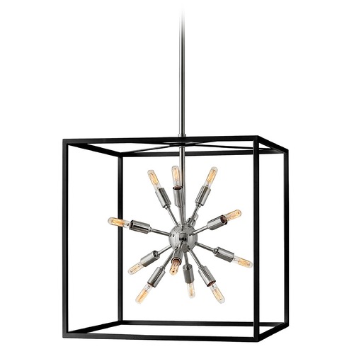 Hinkley Aros Medium Chandelier in Black & Nickel by Hinkley Lighting 46314BLK-PN