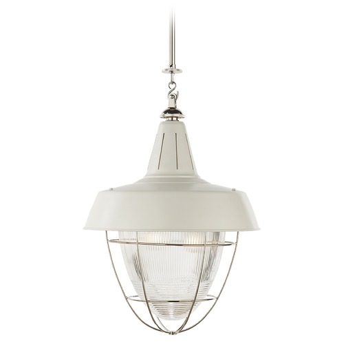 Visual Comfort Signature Collection Thomas OBrien Henry Industrial Pendant in Nickel by Visual Comfort Signature TOB5042PNWHT