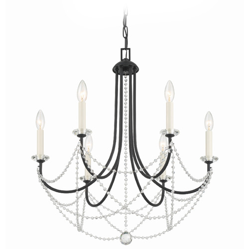 Crystorama Lighting Crystorama Lighting Delilah Matte Black Crystal Chandelier DEL-90806-MK