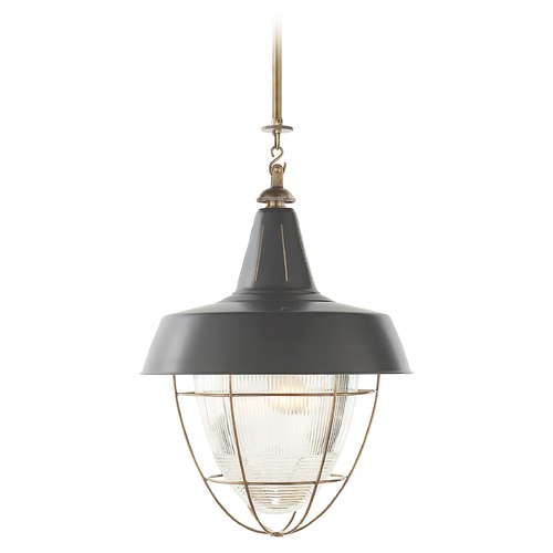 Visual Comfort Signature Collection Thomas OBrien Henry Industrial Pendant in Brass by Visual Comfort Signature TOB5042HABG