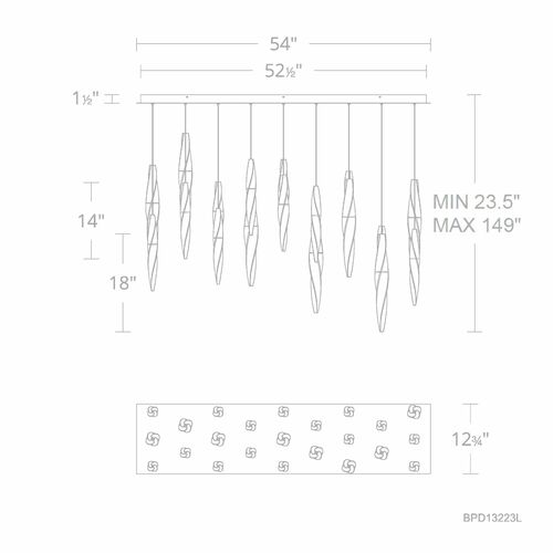 Schonbek Beyond Schonbek Beyond Kindjal Polished Nickel LED Multi-Light Pendant BPD13223L-PN