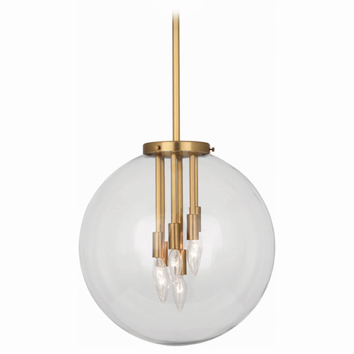 Robert Abbey Zoltar Antique Brass Pendant Light with Globe Shade