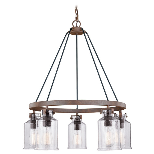 Vaxcel Lighting Milone Textured Rustic Bronze Chandelier