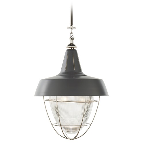 Visual Comfort Signature Collection Thomas OBrien Henry Industrial Pendant in Nickel by Visual Comfort Signature TOB5042PNG