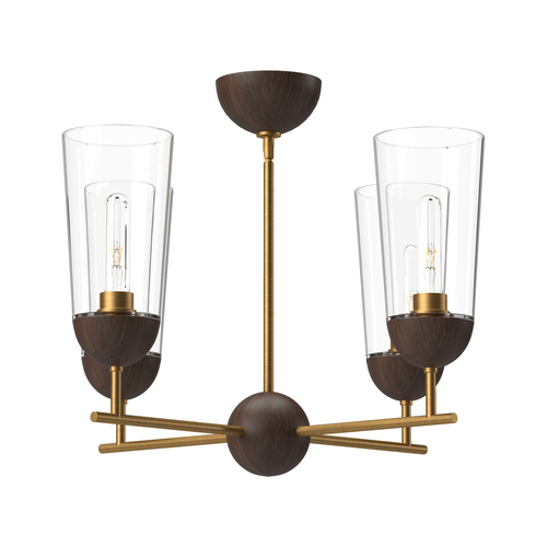 Alora Lighting Emil Aged Gold & Walnut Chandelier