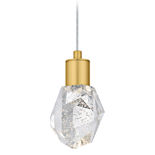 Quoizel Lighting Skye Brushed Gold LED Mini-Pendant Light with Abstract Shade