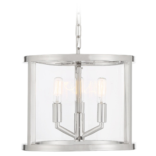 Crystorama Lighting Devon Polished Nickel Pendant Light with Drum Shade