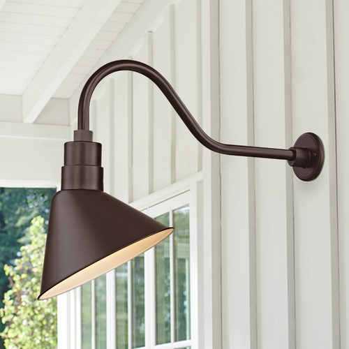 Recesso Lighting by Dolan Designs Bronze Gooseneck Barn Light with 12-Inch Scoop Shade BL-ARMQ-BZ/BL-SHD12S-BZ