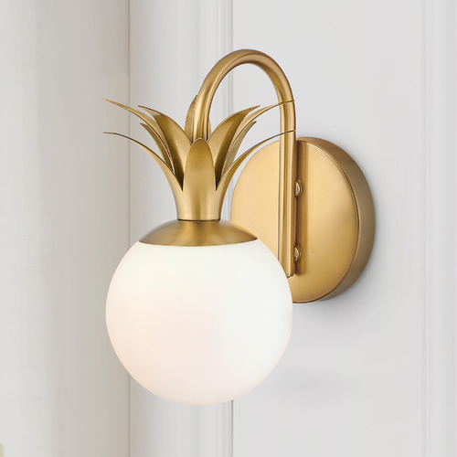 Hinkley Palma 10.5-Inch Wall Sconce in Heritage Brass with Etched Opal Glass 54150HB
