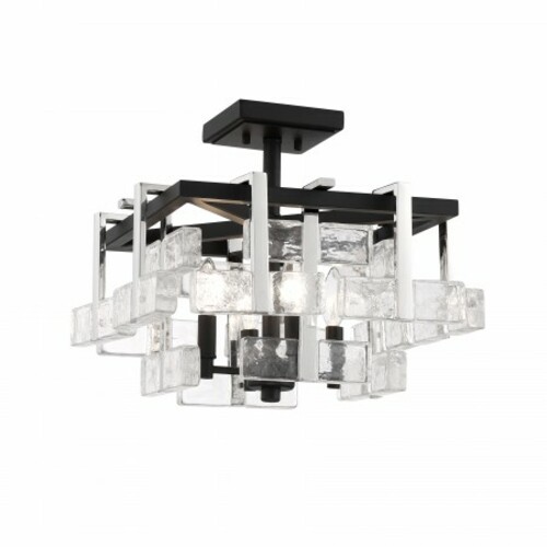 Painesdale 4-Lt Semi-Flush in Coal & Polished Nickel by Metropolitan