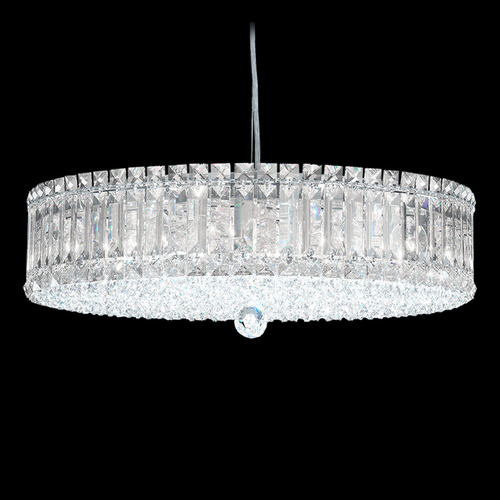 Schonbek Worldwide Lighting Plaza Polished Stainless Steel Pendant Light with Drum Shade