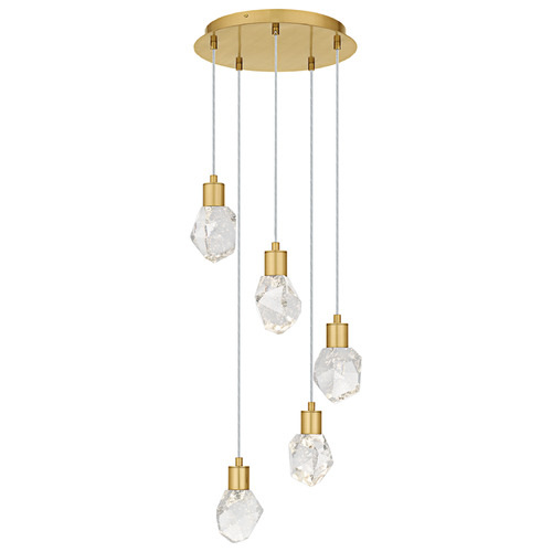Quoizel Lighting Skye Brushed Gold LED Multi-Light Pendant with Abstract Shade