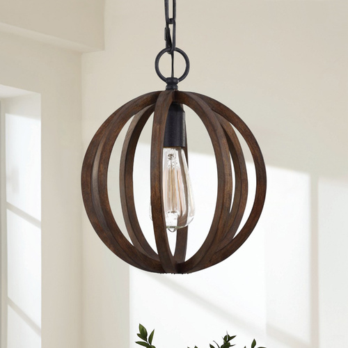 Visual Comfort Studio Collection Allier 10-Inch Pendant in Weather Oak & Iron by Visual Comfort Studio P1302WOW/AF