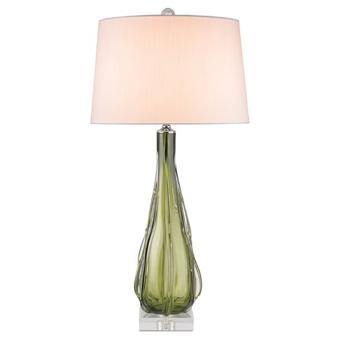 Currey and Company Lighting Currey and Company Lighting Zephyr Green / Clear Table Lamp with Drum Shade 6674