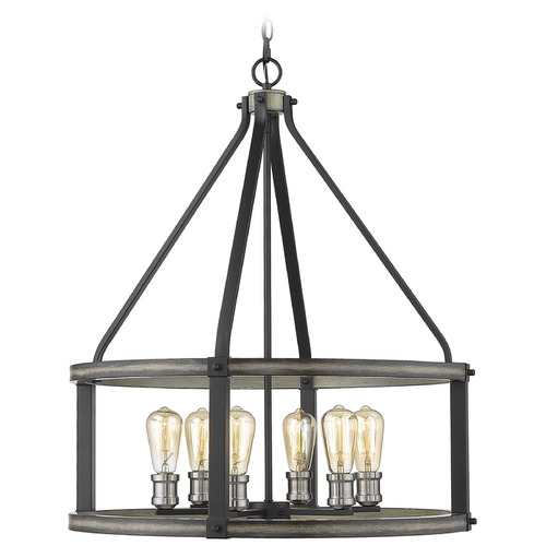 Z-Lite Kirkland Ashen Barnboard Pendant by Z-Lite 472-6D-ABB