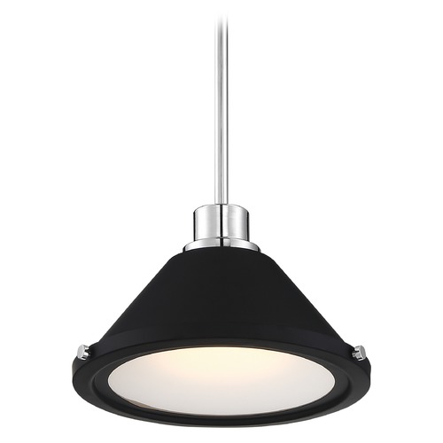 Nuvo Lighting Satco Lighting Bette Polished Nickel / Matte Black LED Pendant Light with Conical Shade 62/1475