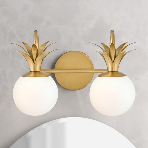 Hinkley Palma 14.75-Inch Vanity Light in Heritage Brass with Etched Opal Glass 54152HB