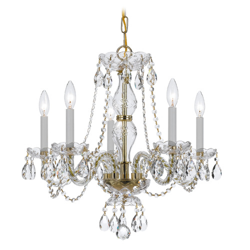 Crystorama Lighting Crystorama Lighting Traditional Crystal Polished Brass Crystal Chandelier 5085-PB-CL-SAQ