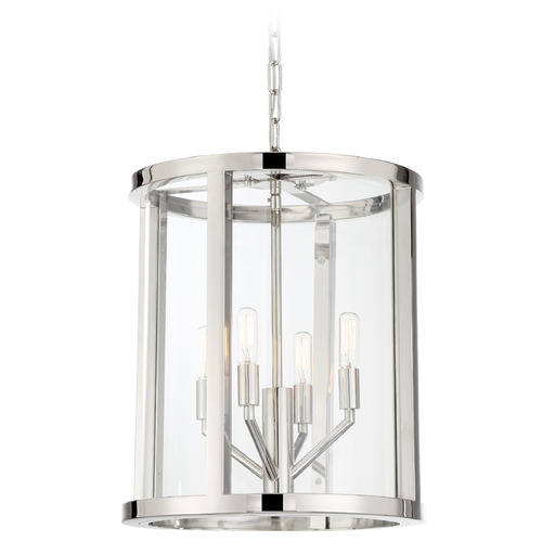 Crystorama Lighting Devon Polished Nickel Pendant Light with Cylindrical Shade