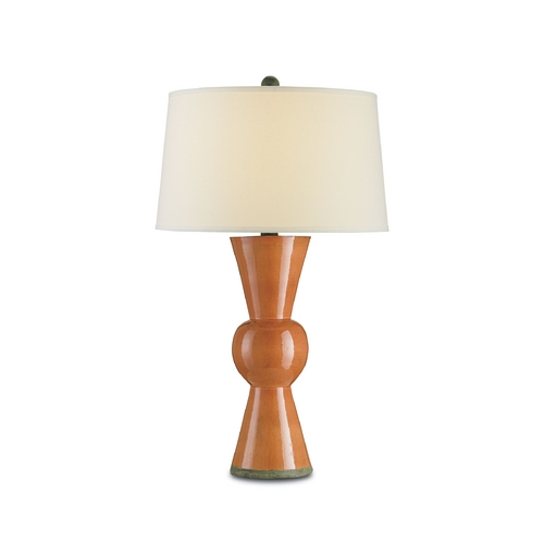 Mid-Century Modern Table Lamp Orange Upbeat by Currey and Company Lighting