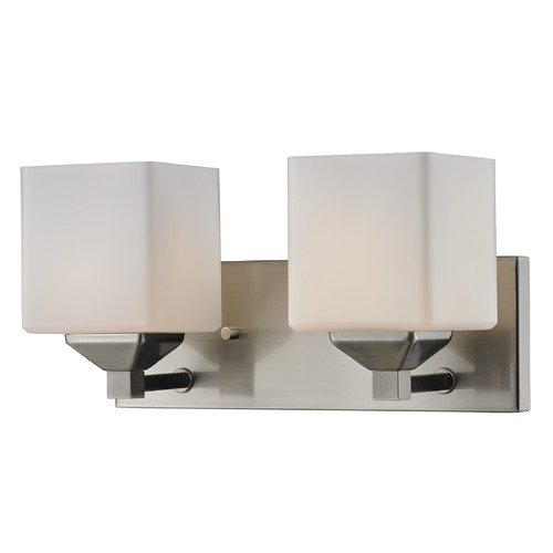 Z-Lite Quube Brushed Nickel Bathroom Light by Z-Lite 2104-2V