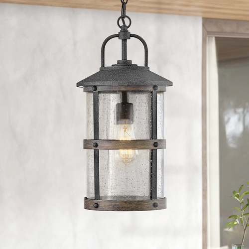 Lakehouse 9-Inch Wide Aged Zinc & Driftwood Grey Outdoor Hanging Light by Hinkley Lighting