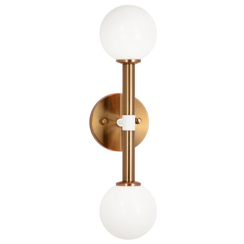 Matteo Lighting Stellar Aged Gold & Matte White Sconce by Matteo Lighting W75312AGOP